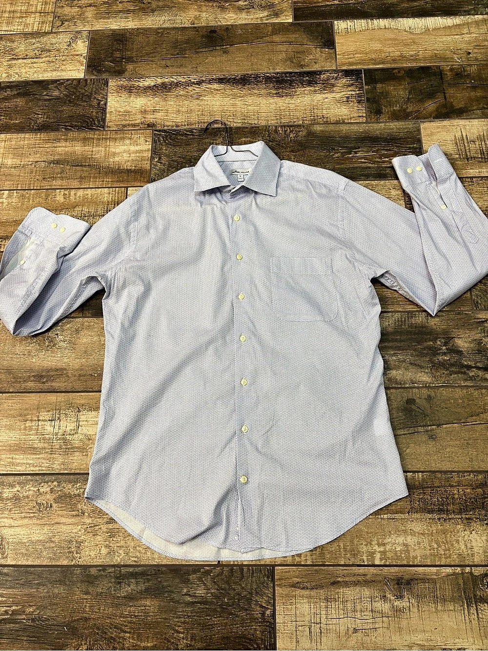 Peter Millar Men's Geometric Button Down Blue & White Size Medium
